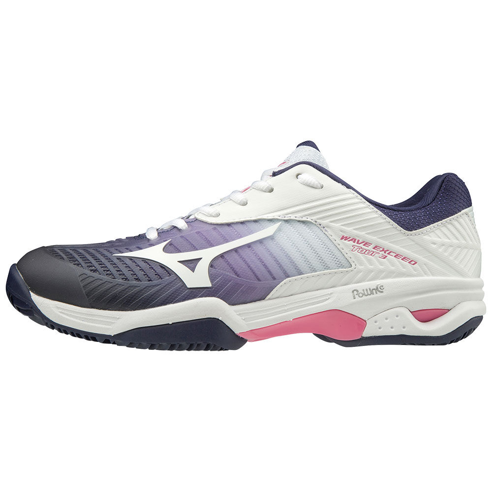 Zapatos De Tenis Mizuno WAVE EXCEED TOUR 3CC Para Mujer Blancos/Morados/Rosas 8214309-NT